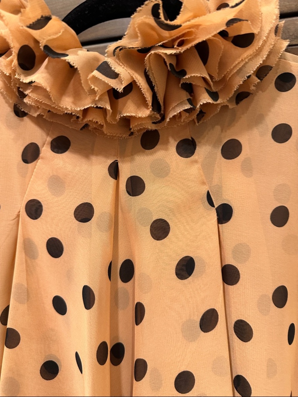 Jaipur NWOT Peach Polka Dot Ruffle Collar SHEER Sleeveless Blouse MEDIUM - Picture 4 of 5